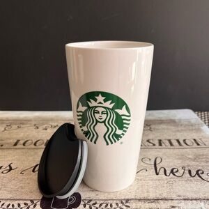 🤑🤑Starbucks 12 Oz White Ceramic Coffee Tumbler With Green Sirens Logo